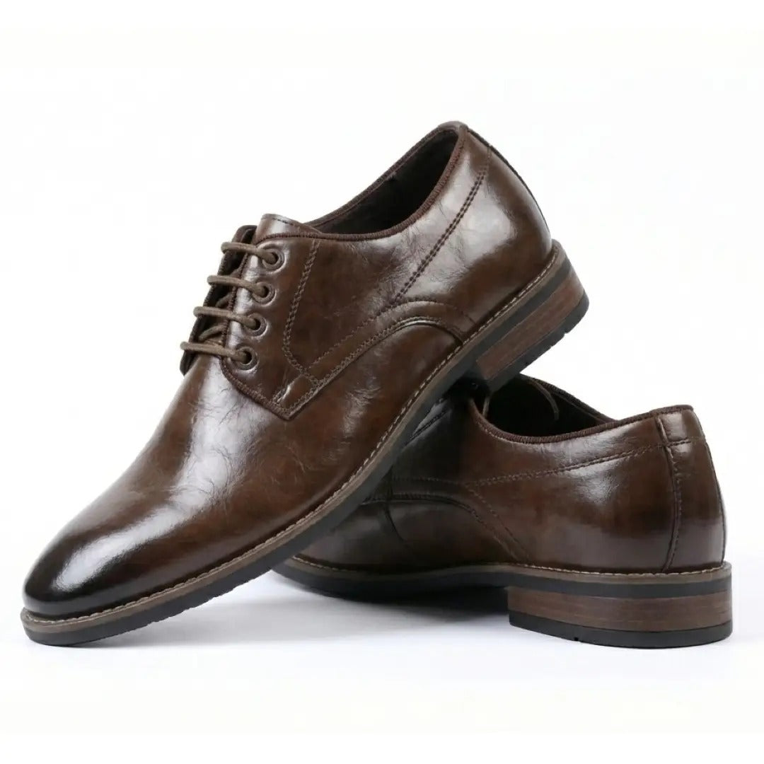 Klassieke heren Derby-schoenen met gladde neus en vetersluiting