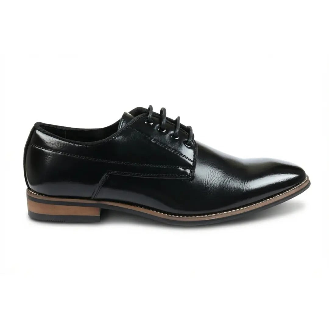 Klassieke heren Derby-schoenen met gladde neus en vetersluiting