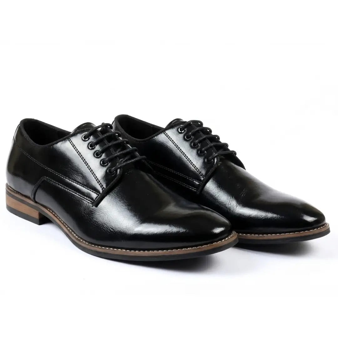 Klassieke heren Derby-schoenen met gladde neus en vetersluiting