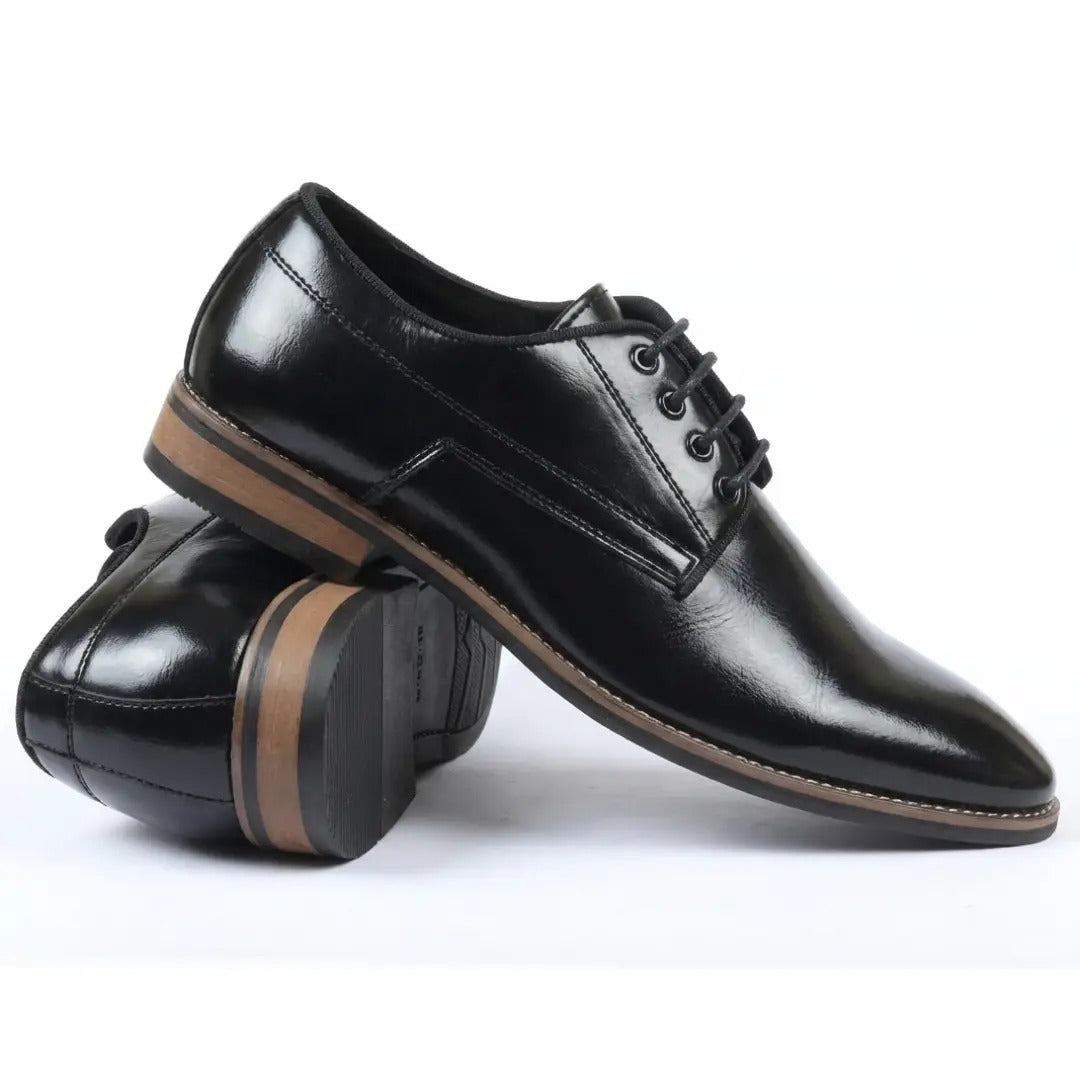 Klassieke heren Derby-schoenen met gladde neus en vetersluiting