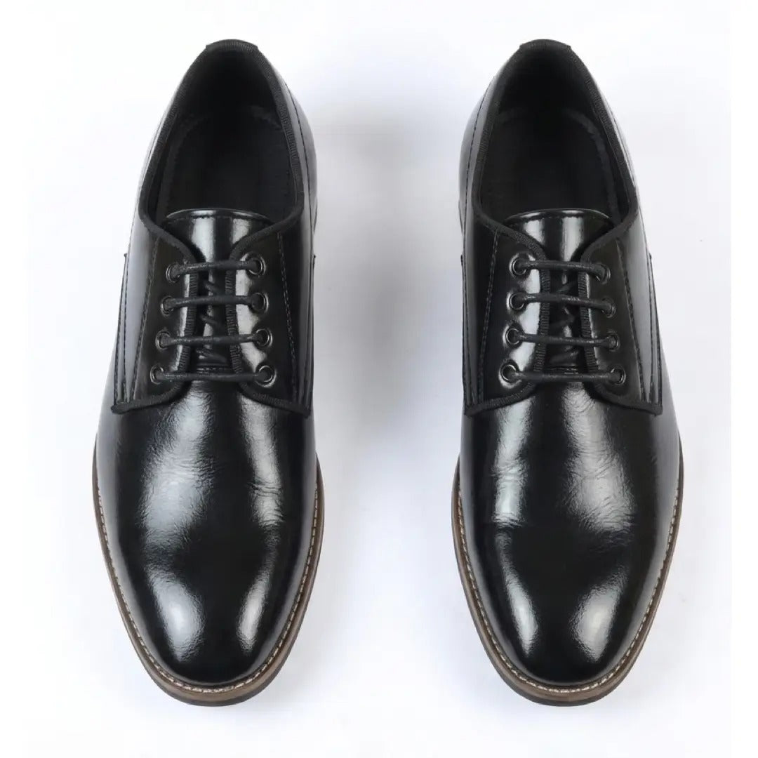 Klassieke heren Derby-schoenen met gladde neus en vetersluiting