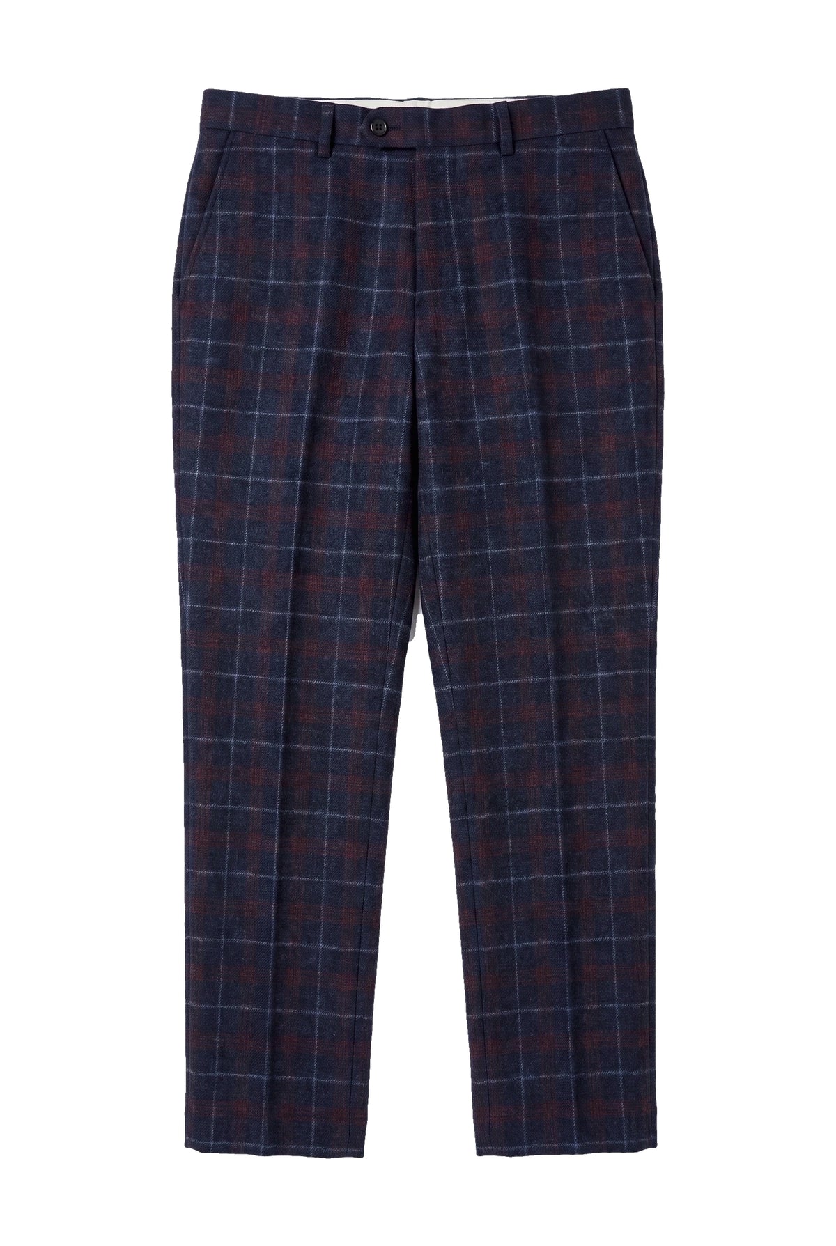 Kenneth - Heren Marineblauwe Tweed Geruite Broek
