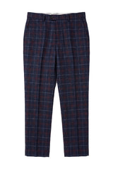 Kenneth - Heren Marineblauwe Tweed Geruite Broek