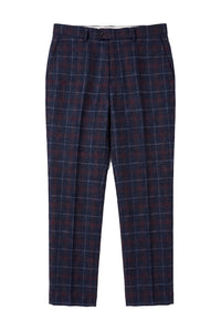 Kenneth - Heren Marineblauwe Tweed Geruite Broek