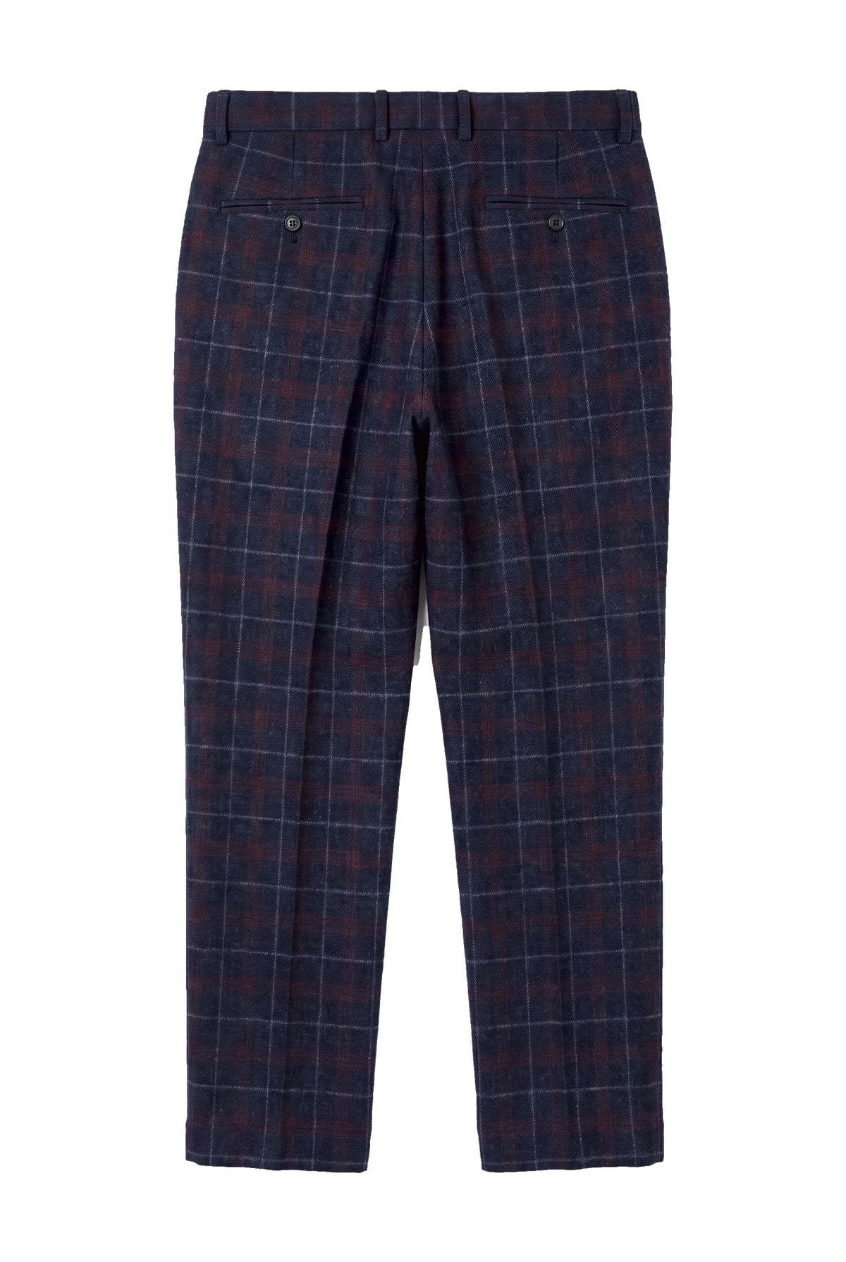 Kenneth - Heren Marineblauwe Tweed Geruite Broek