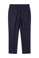 Kenneth - Heren Marineblauwe Tweed Geruite Broek