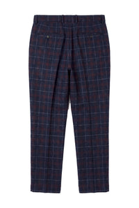 Kenneth - Heren Marineblauwe Tweed Geruite Broek