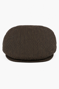 Heren platte pet wol visgraat bruin tweed klassiek jaren 20 unisex Del Boy