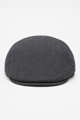 Heren platte pet wol visgraat antraciet tweed klassiek jaren 20 unisex Del Boy