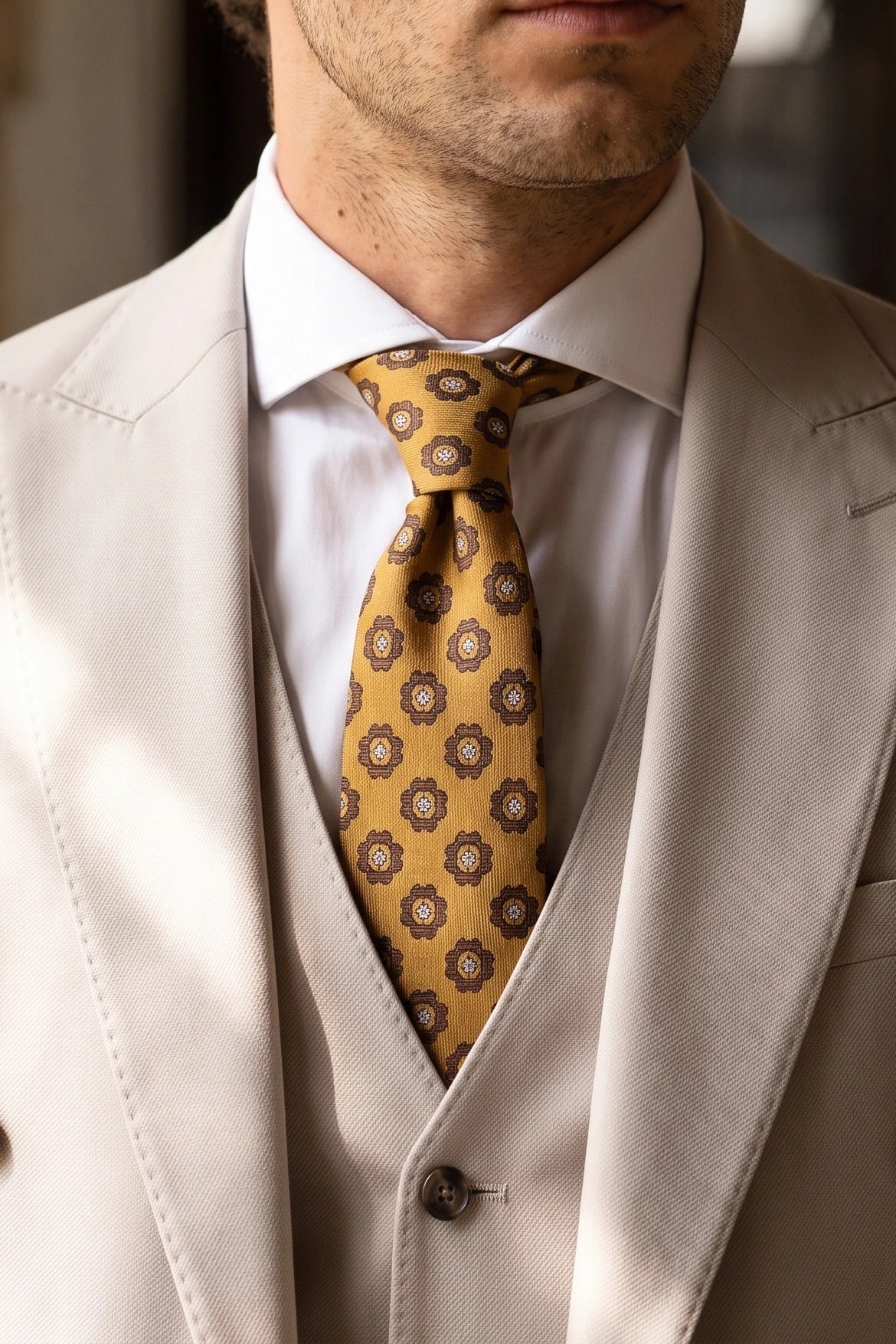 Gouden paisley stropdas voor heren
