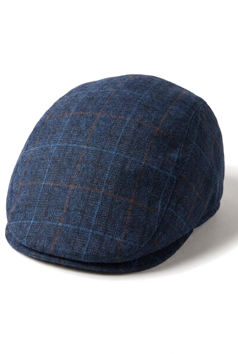Heren Grandad Baker platte marineblauwe pet met 8 panelen, tweed, vintage, klassiek, smart casual, jaren 20