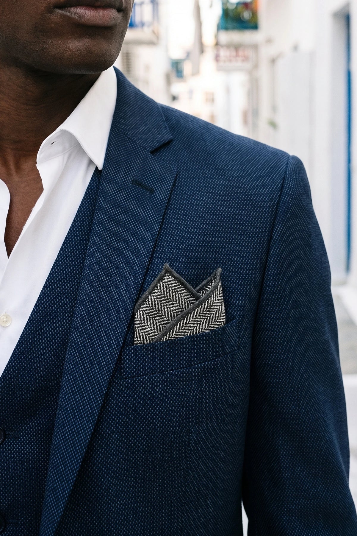 Grijze tweed pochet voor heren