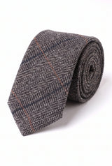 Grijze stropdas van wolmix tweed voor heren