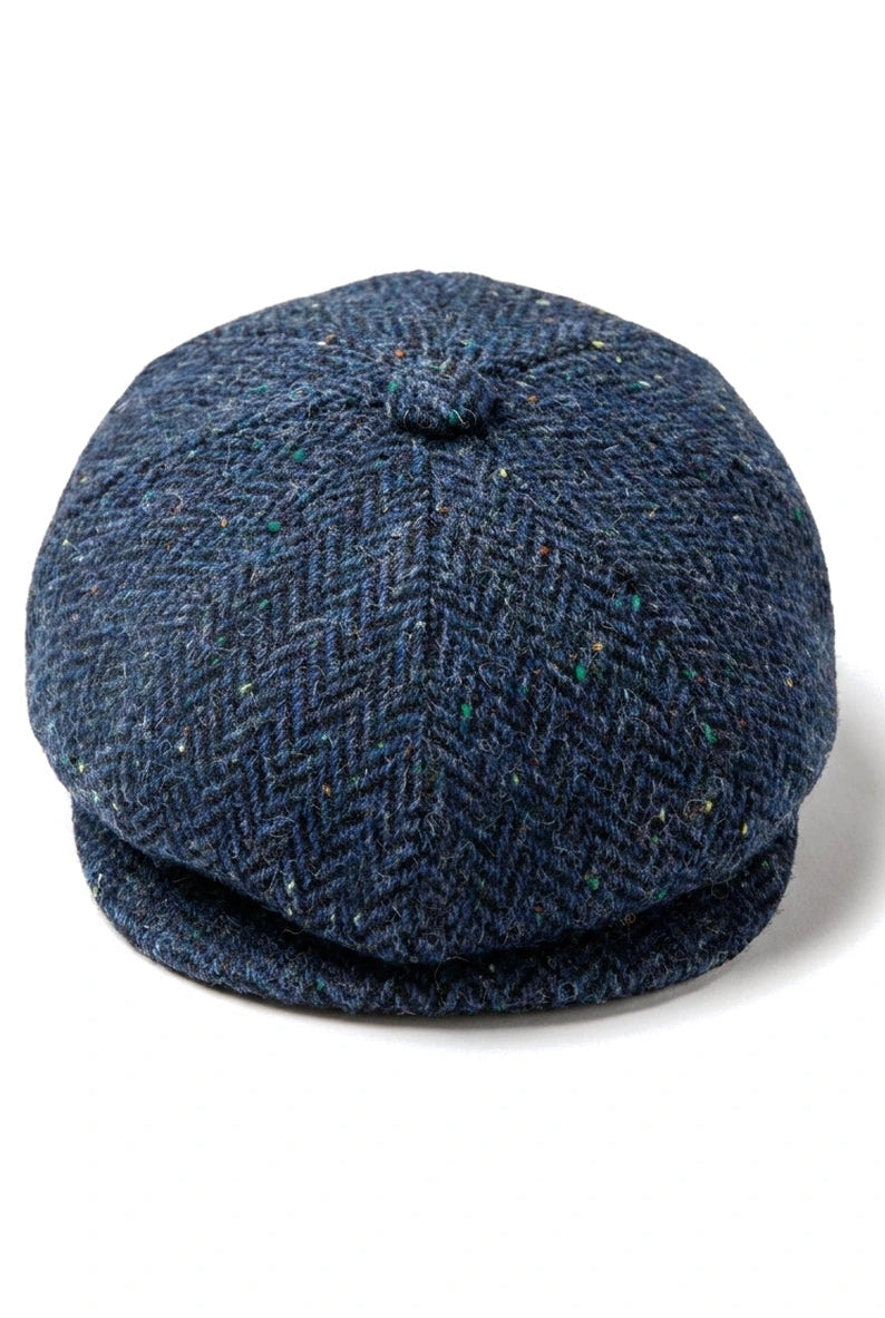 Heren Herringbone Blauwe Tweed 8 Panelen Pet