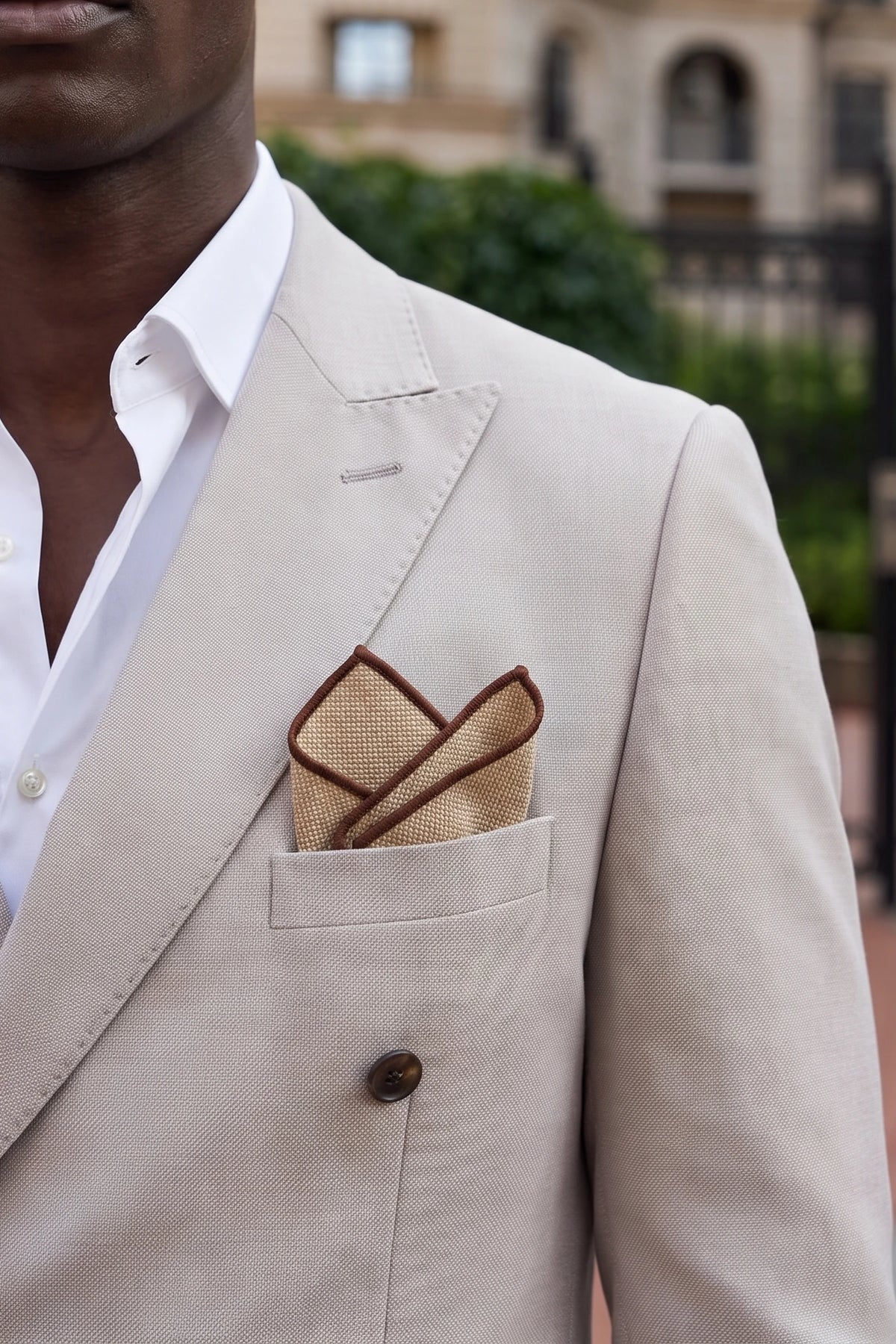 Khaki tweed pochet voor heren