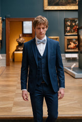 Lichtblauwe tweed vlinderdas voor heren