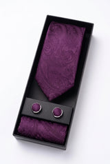 Cadeauset met lila paisley stropdas voor heren