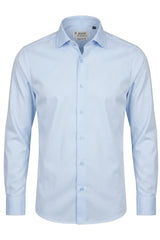 Herenoverhemd met lange mouwen en knoopsluiting - Blauw