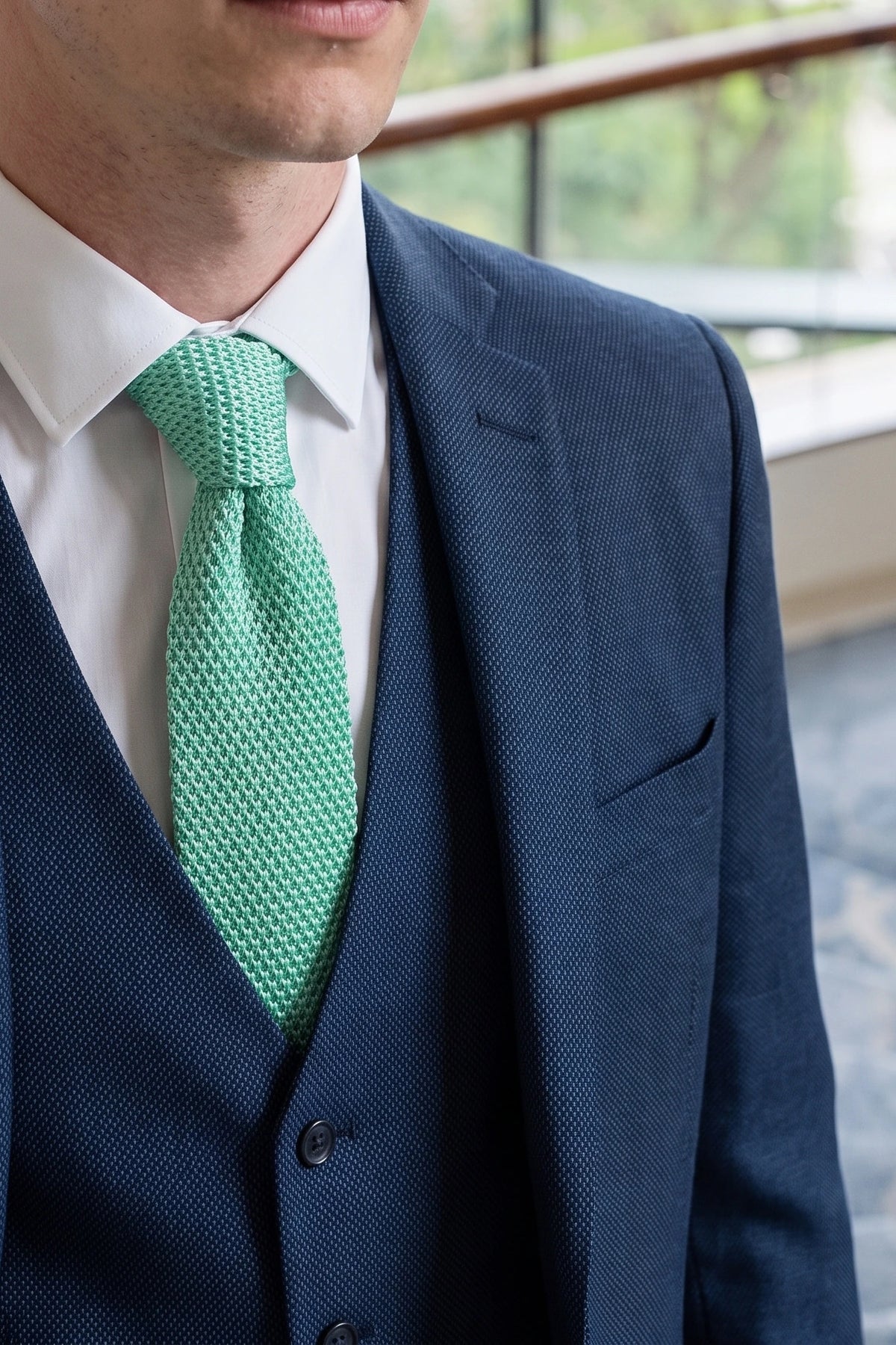 Mintgroene gebreide stropdas voor heren