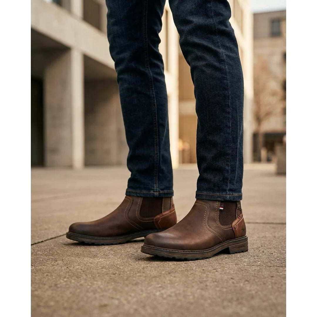 Waterbestendige Chelsea enkellaarsjes voor heren in Mokka Brown