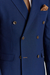 Marineblauwe Birdseye Double Breasted Blazer voor heren