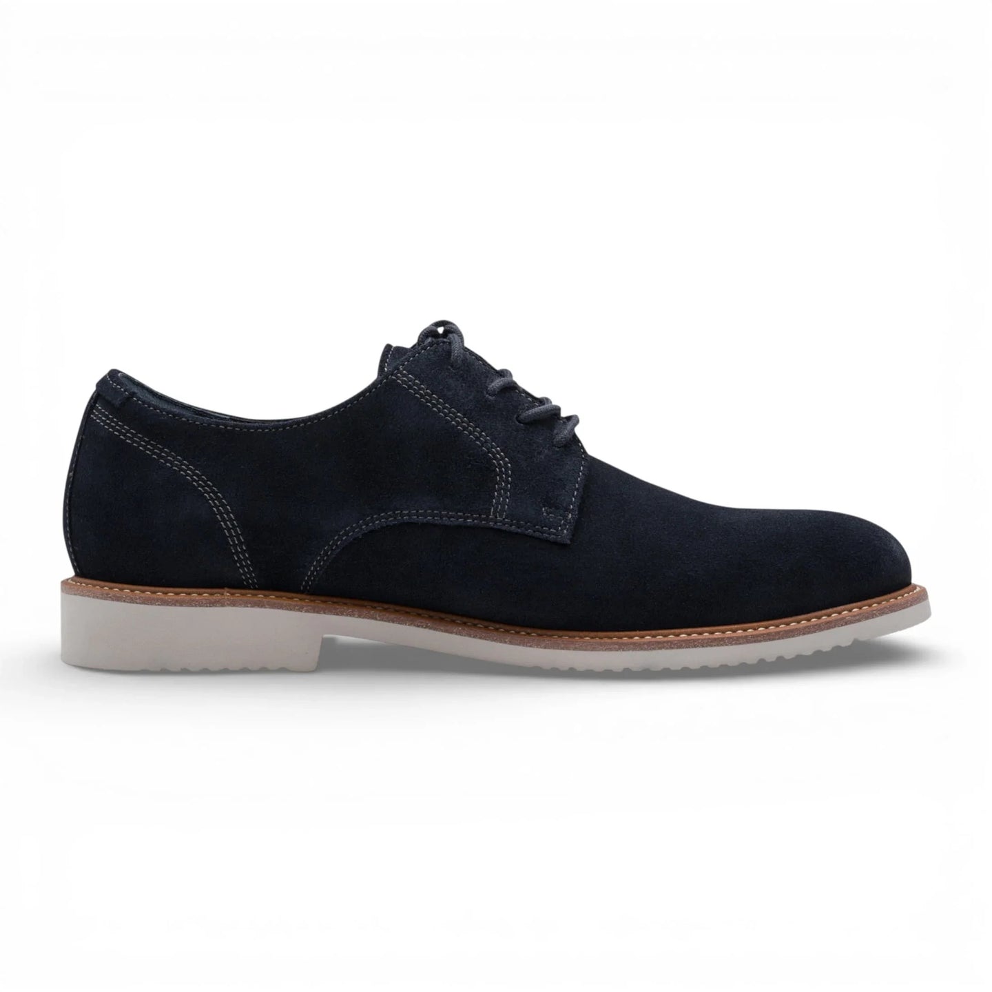 Heren Derby schoenen met gladde neus van marineblauw suède leer