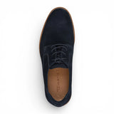 Heren Derby schoenen met gladde neus van marineblauw suède leer