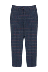 Heren marineblauwe wijnbroek met visgraatmotief, vintage nieuw van Marc Darcy