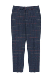Heren marineblauwe wijnbroek met visgraatmotief, vintage nieuw van Marc Darcy