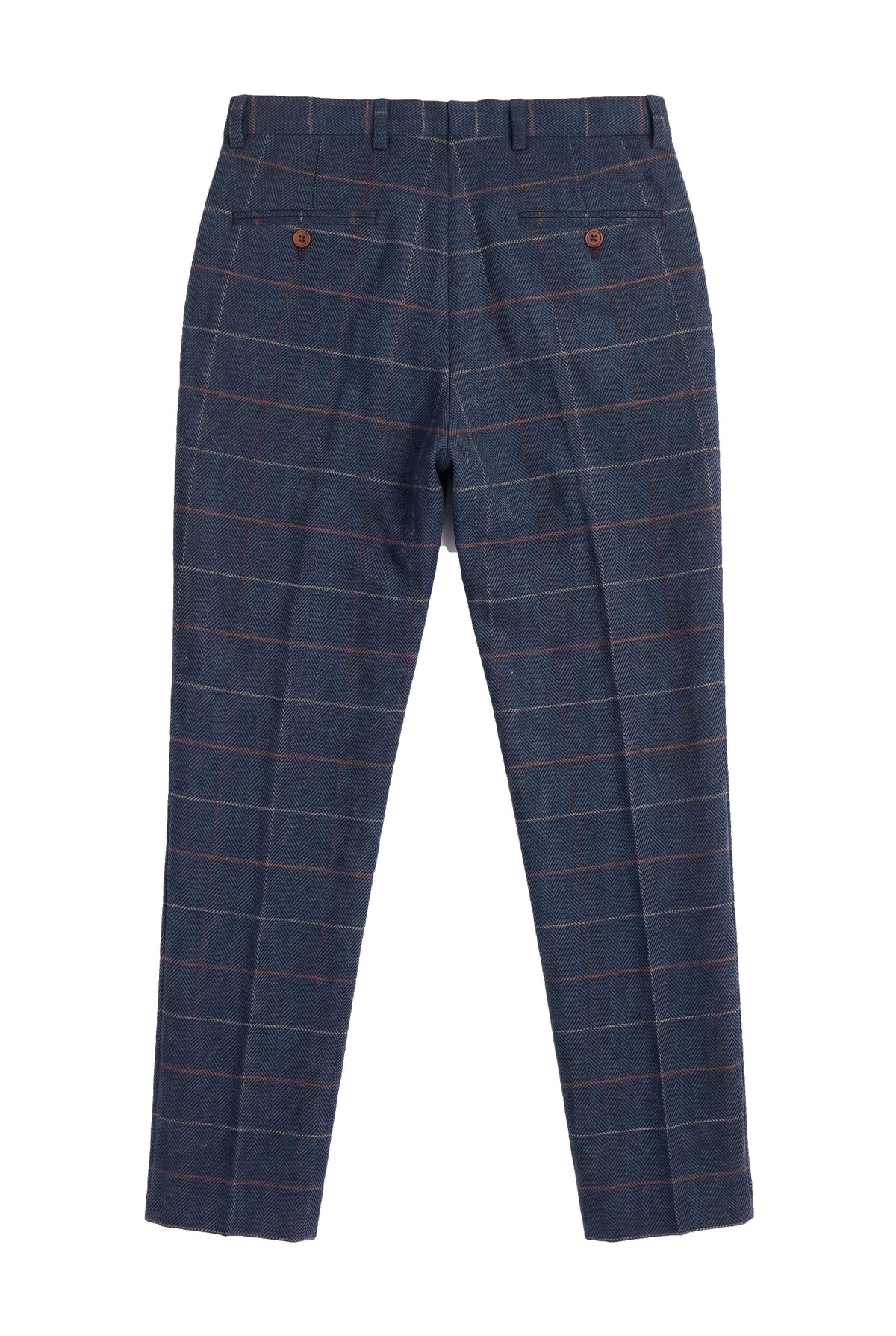 Heren marineblauwe wijnbroek met visgraatmotief, vintage nieuw van Marc Darcy