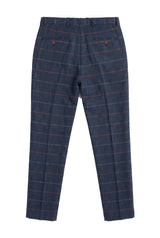 Heren marineblauwe wijnbroek met visgraatmotief, vintage nieuw van Marc Darcy
