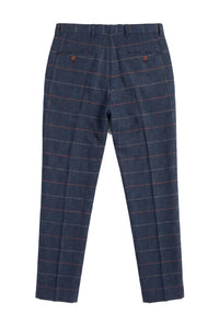 Heren marineblauwe wijnbroek met visgraatmotief, vintage nieuw van Marc Darcy