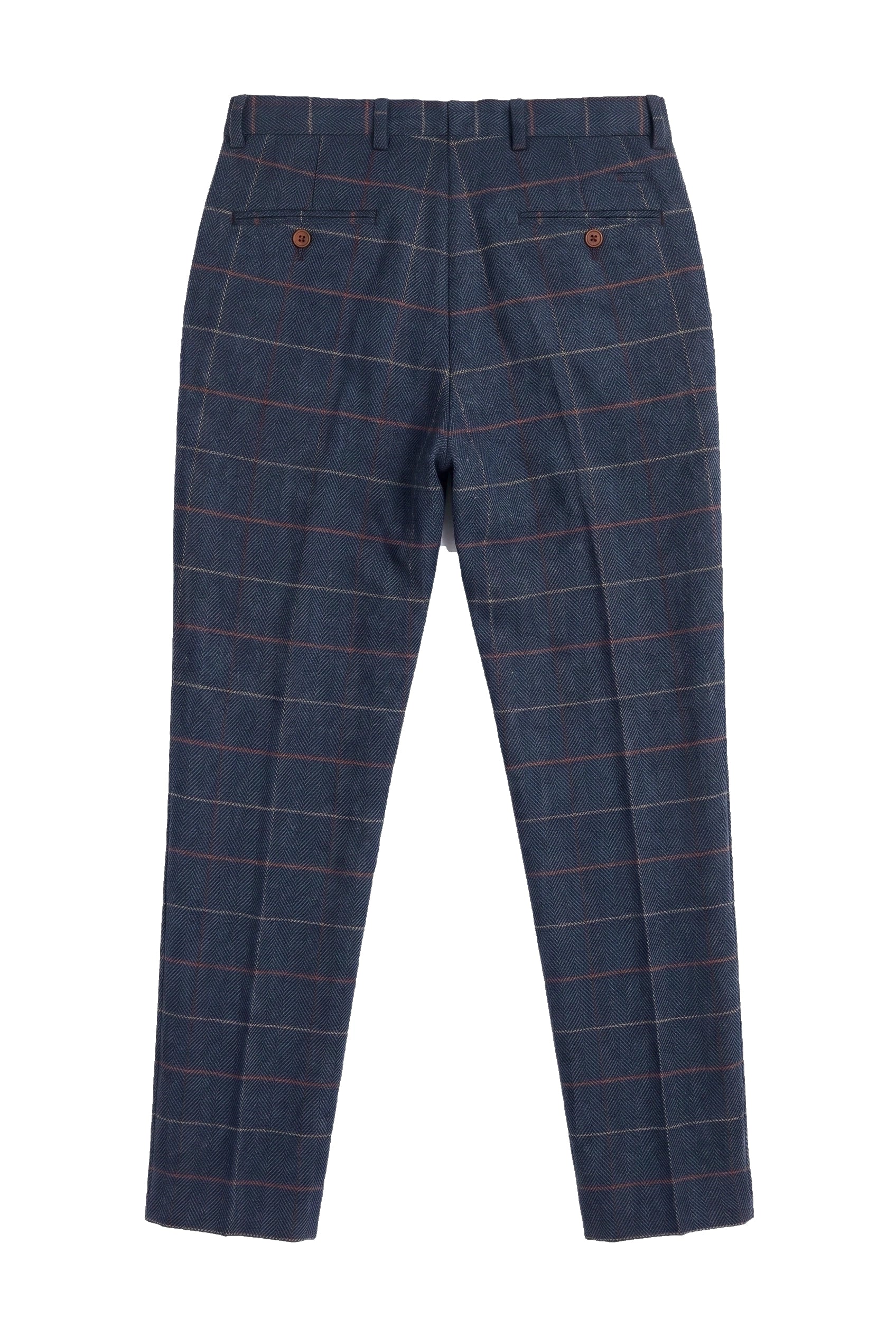 Heren marineblauwe wijnbroek met visgraatmotief, vintage nieuw van Marc Darcy