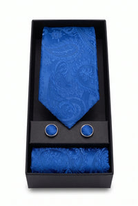 Cadeauset met marineblauwe paisley stropdas voor heren