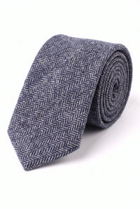 Marineblauwe stropdas van wolmix tweed voor heren