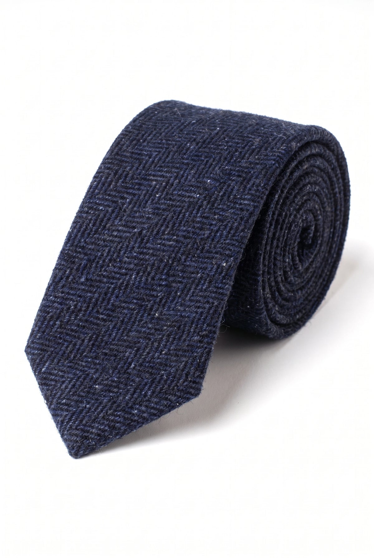 Marineblauwe stropdas van wolmix tweed voor heren