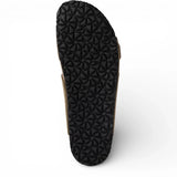 Olijfgroene leren instapslippers voor heren met voetbed.