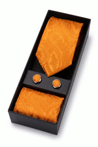 Cadeauset met oranje paisley stropdas voor heren