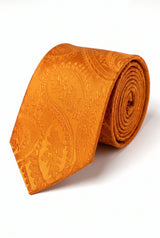 Cadeauset met oranje paisley stropdas voor heren