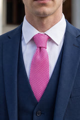Roze gebreide stropdas voor heren