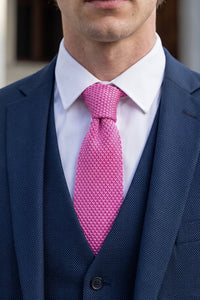 Roze gebreide stropdas voor heren