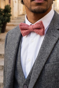Roze tweed vlinderdas voor heren