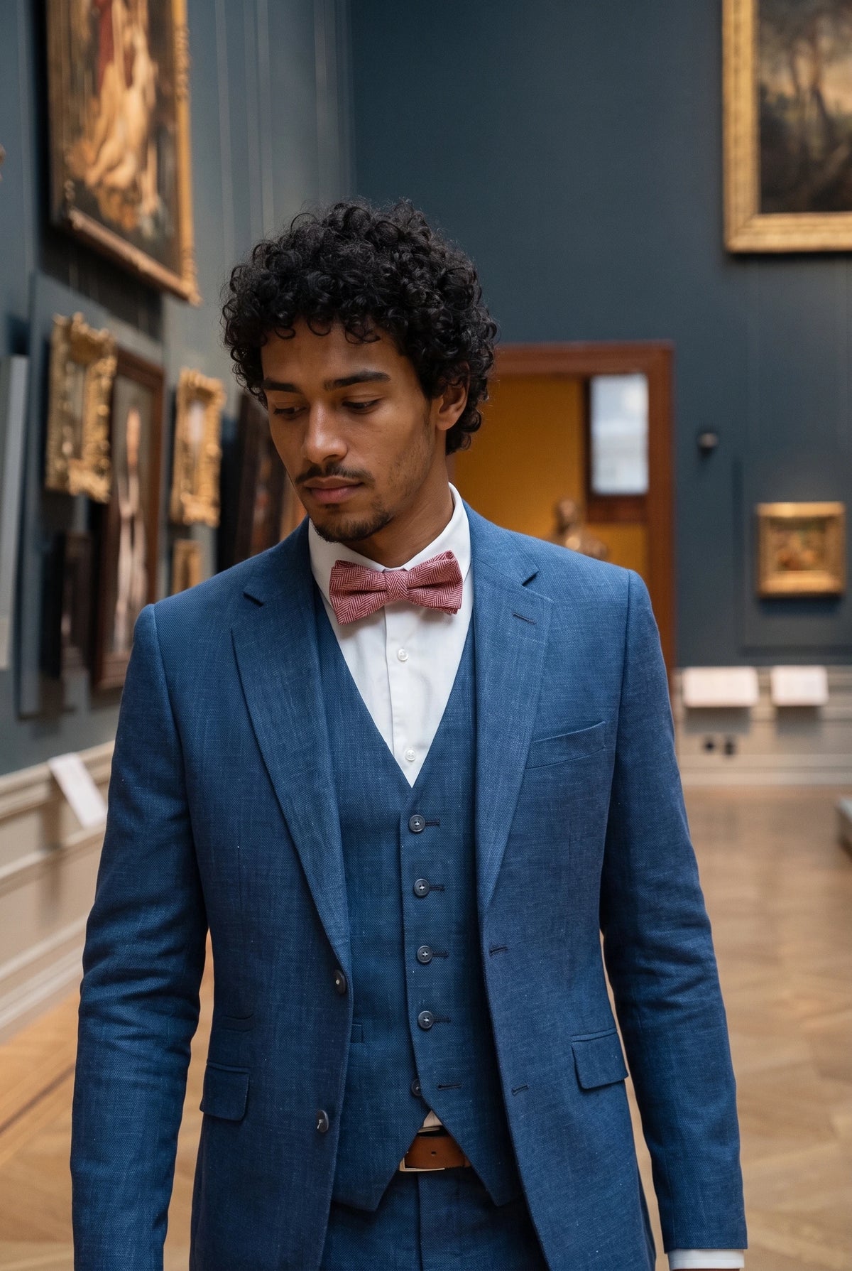 Roze tweed vlinderdas voor heren