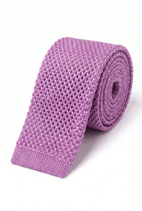 Paarse gebreide polyester stropdas voor heren
