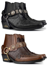 Mens Real Leather Cowboy Boots with Cuban Heel