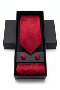 Cadeauset met rode paisley stropdas voor heren