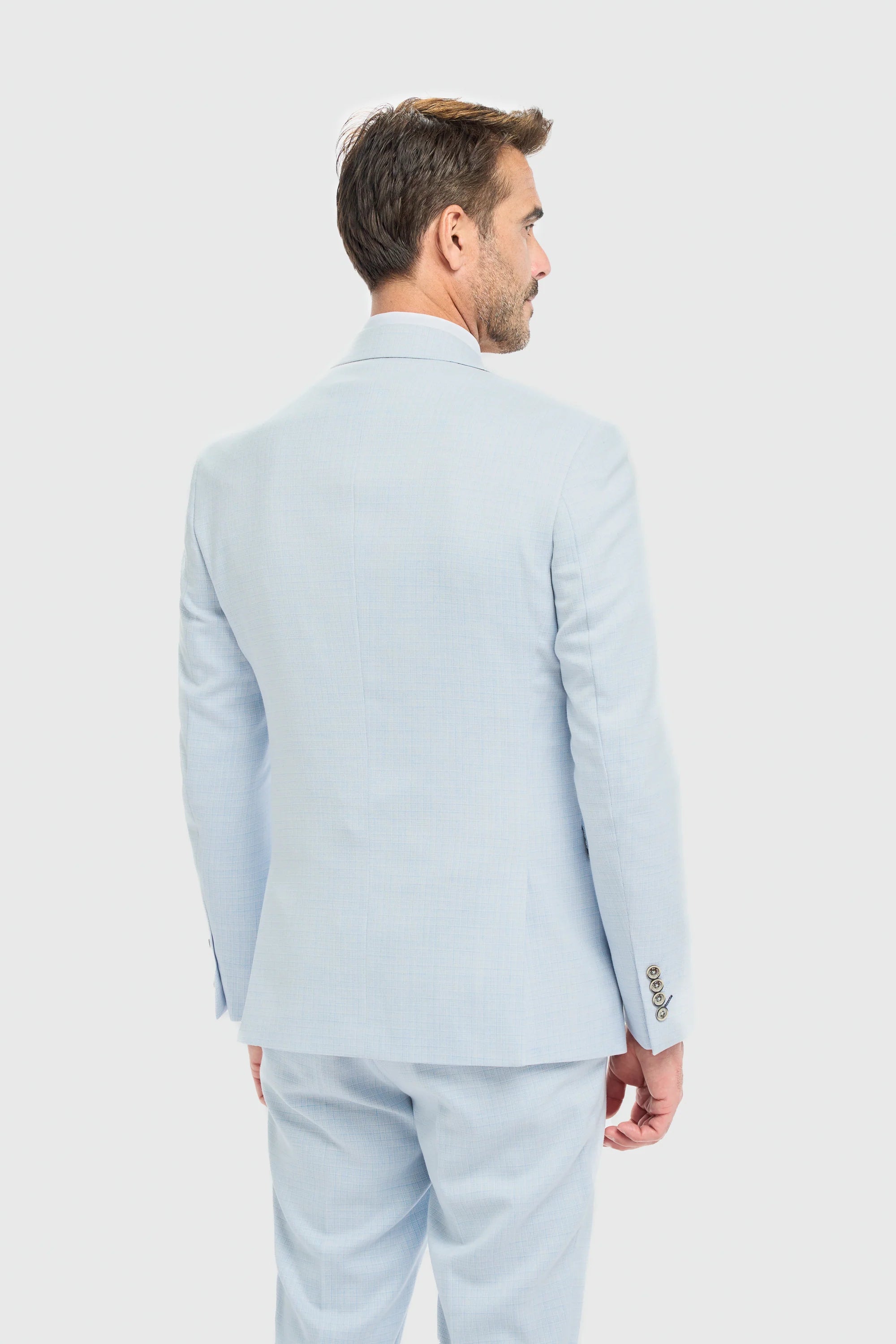 Heren hemelsblauwe getailleerde blazer