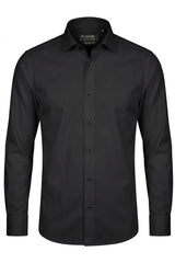 Slim fit overhemd met lange mouwen en knoopsluiting voor heren - Zwart