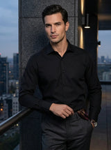 Slim fit overhemd met lange mouwen en knoopsluiting voor heren - Zwart
