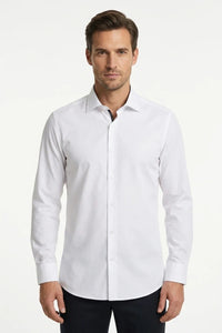 Slim fit overhemd met lange mouwen en knoopsluiting voor heren - wit